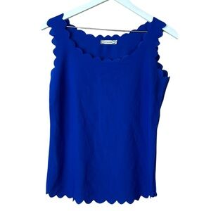 Liva Girl Royal Blue Scalloped Tank Top Women Sz M